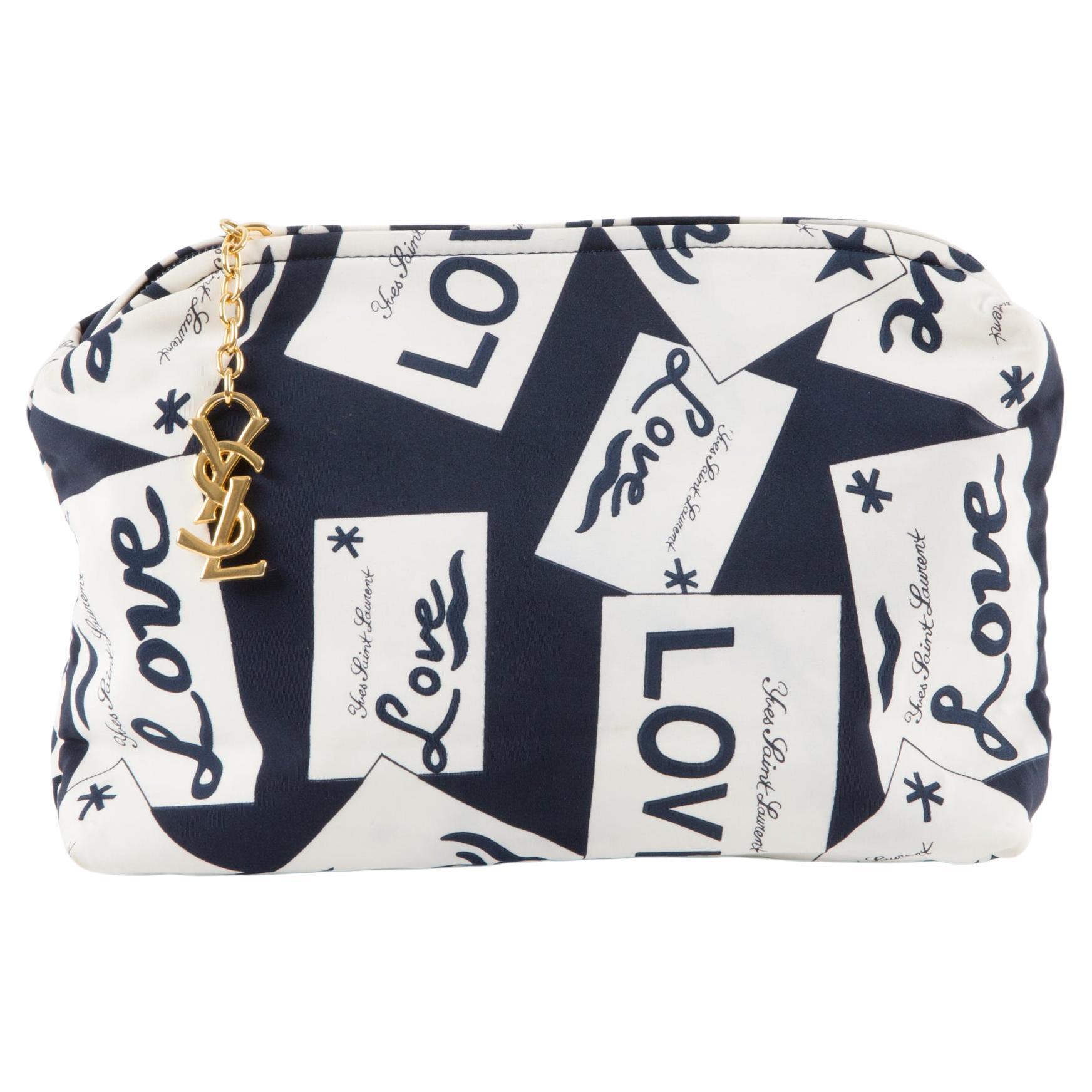 Yves Saint Laurent YSL Navy 
White Love Clutch Bag For Sale