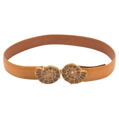 Yves Saint Laurent YSL Ochre Fossil Shell Leather Belt
