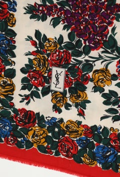 Yves Saint Laurent YSL Opera Ballets Russes Collection Floral Wool Scarf