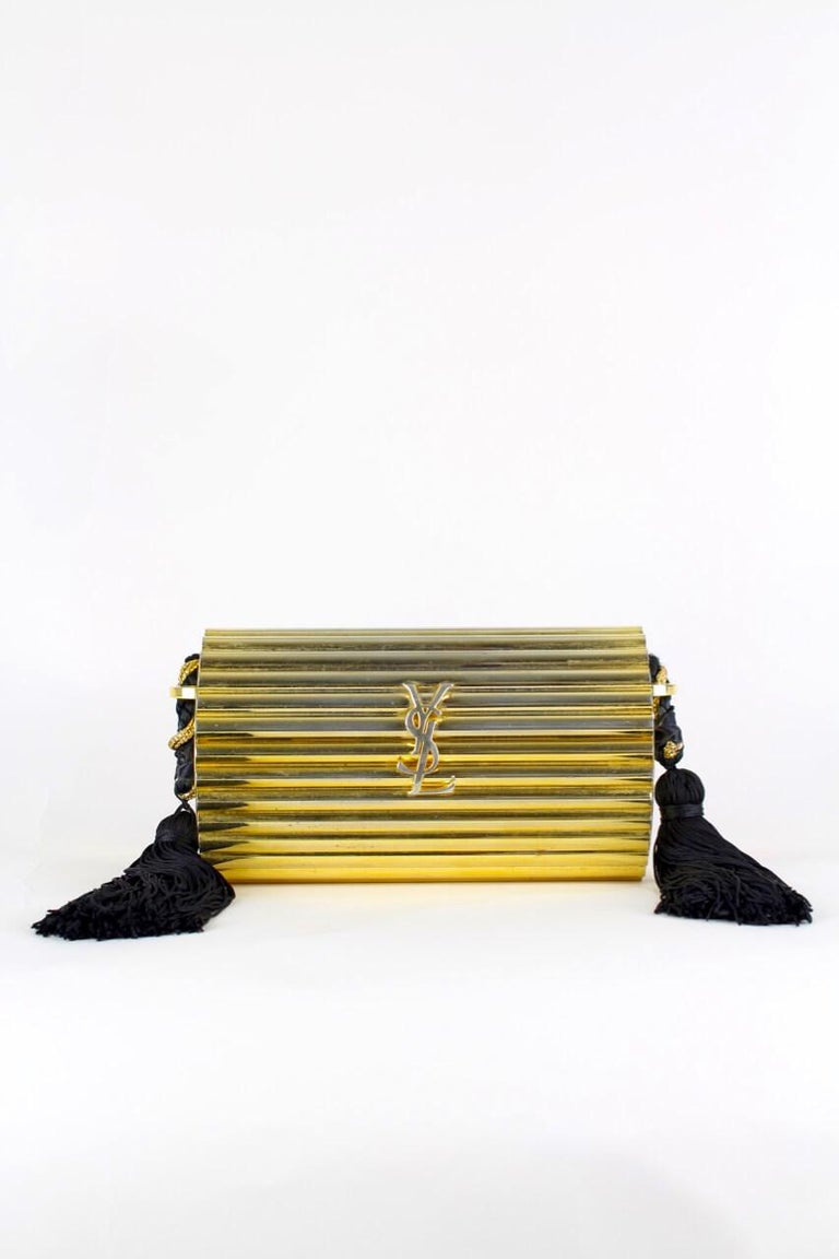 YSL Yves Saint Laurent Opium Gold Perspex Tassel Minaudière Box Bag revived  vintage 1980S Golden Synthetic ref.619614 - Joli Closet
