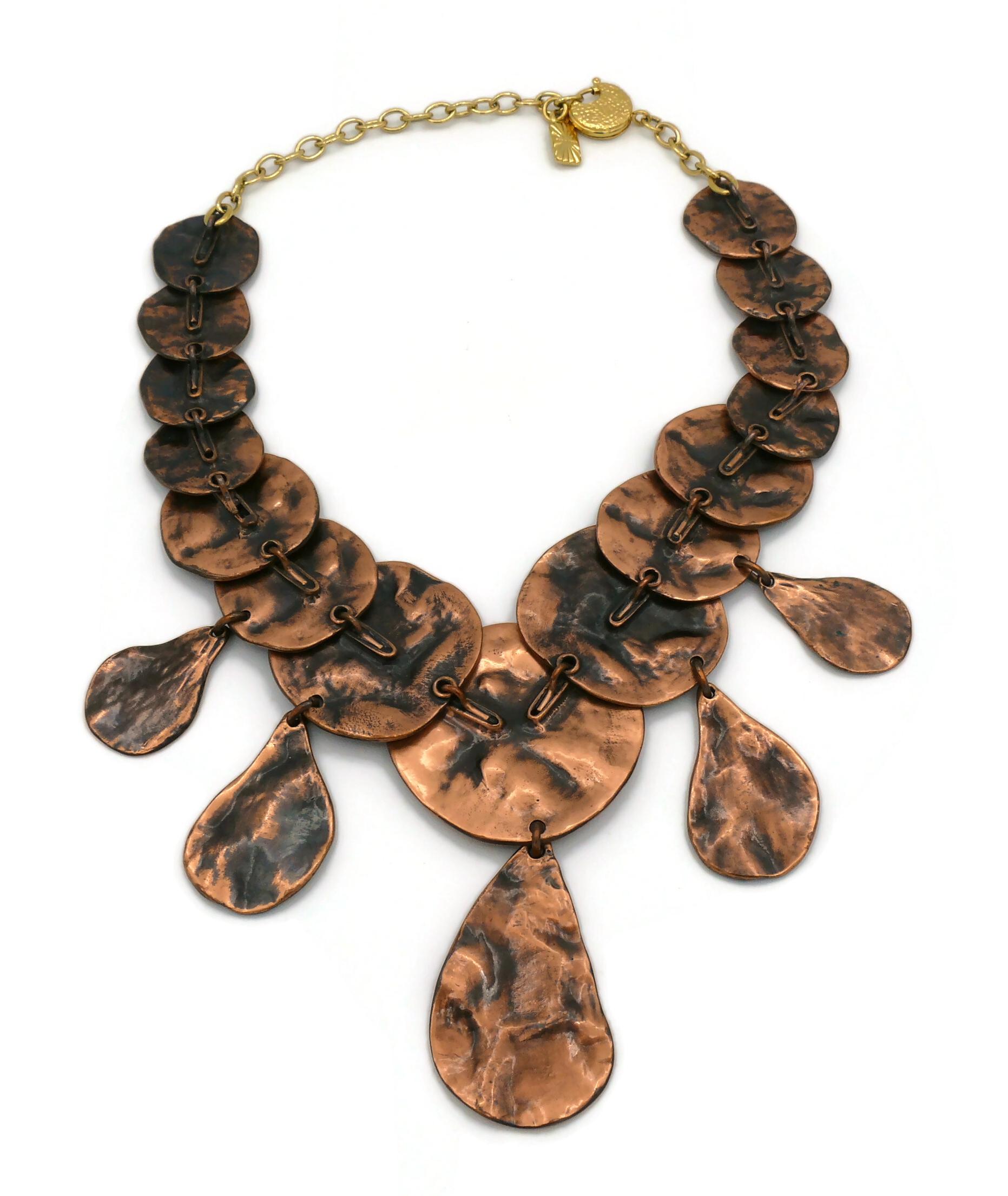 Yves Saint Laurent YSL Opulent Copper Toned Crumpled Discs Necklace For Sale 6