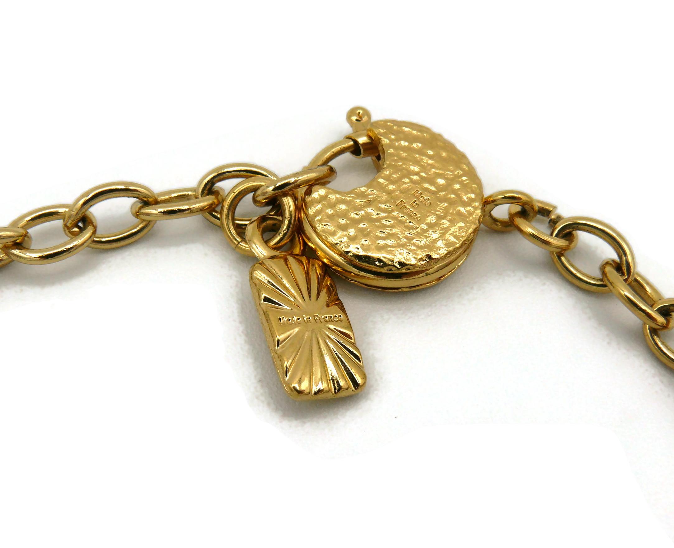 Yves Saint Laurent YSL Collar Opulento Discos Arrugados Tono Cobre en venta 10