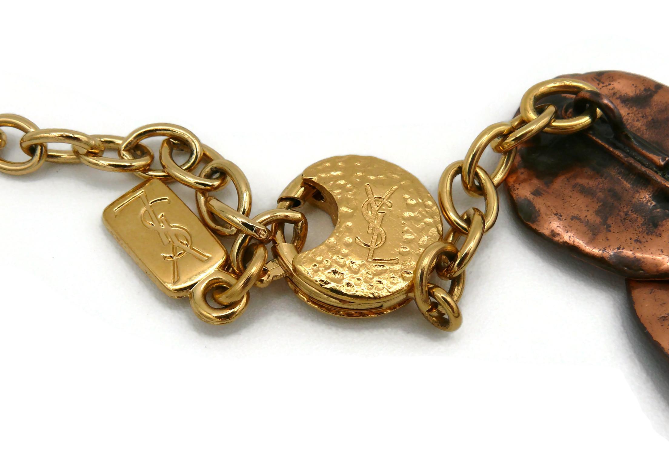 Yves Saint Laurent YSL Collar Opulento Discos Arrugados Tono Cobre en venta 11