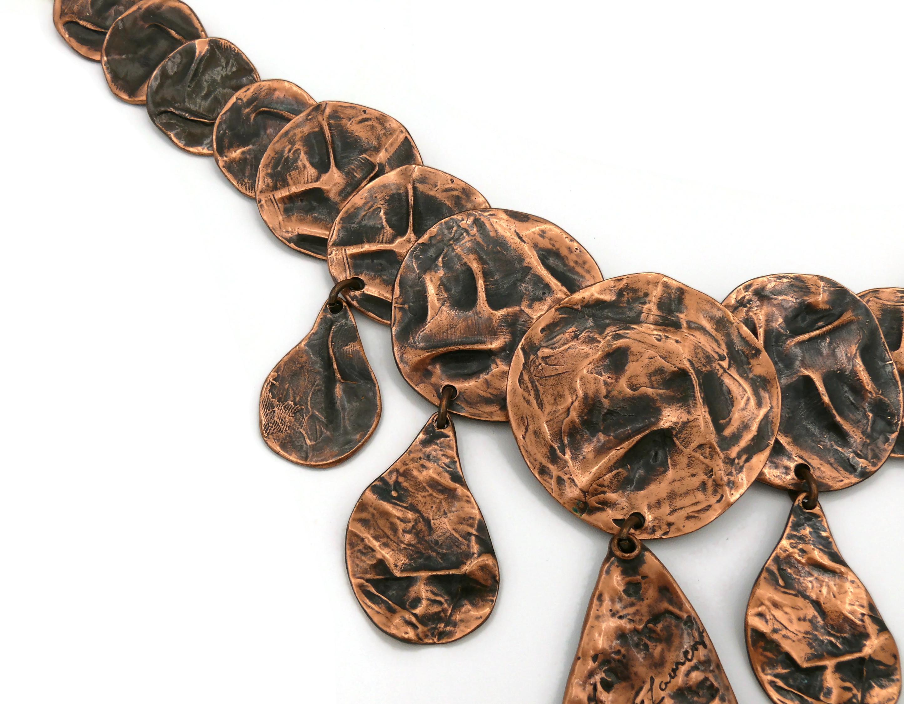 Yves Saint Laurent YSL Opulent Copper Toned Crumpled Discs Necklace For Sale 1