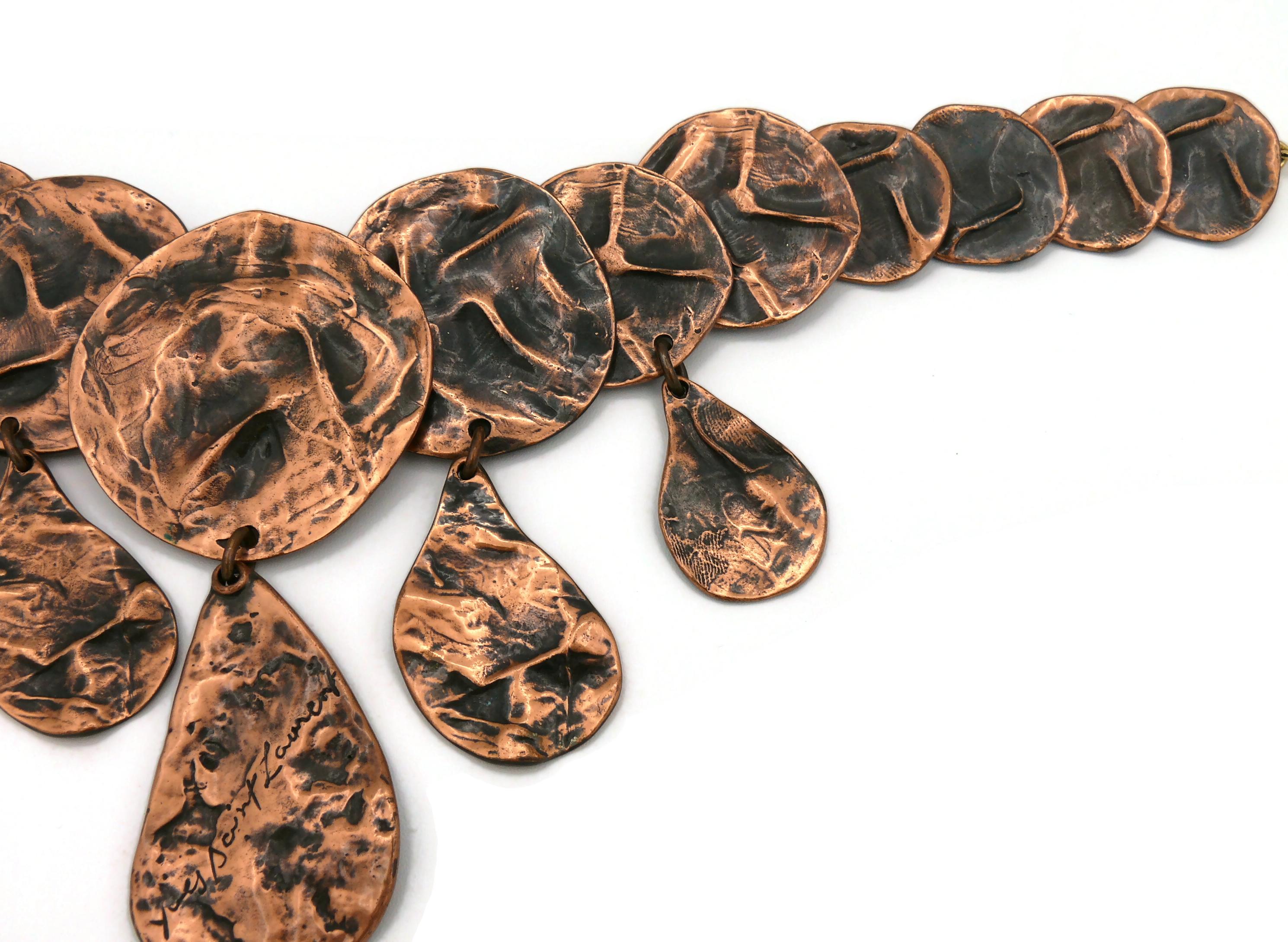 Yves Saint Laurent YSL Opulent Copper Toned Crumpled Discs Necklace For Sale 3