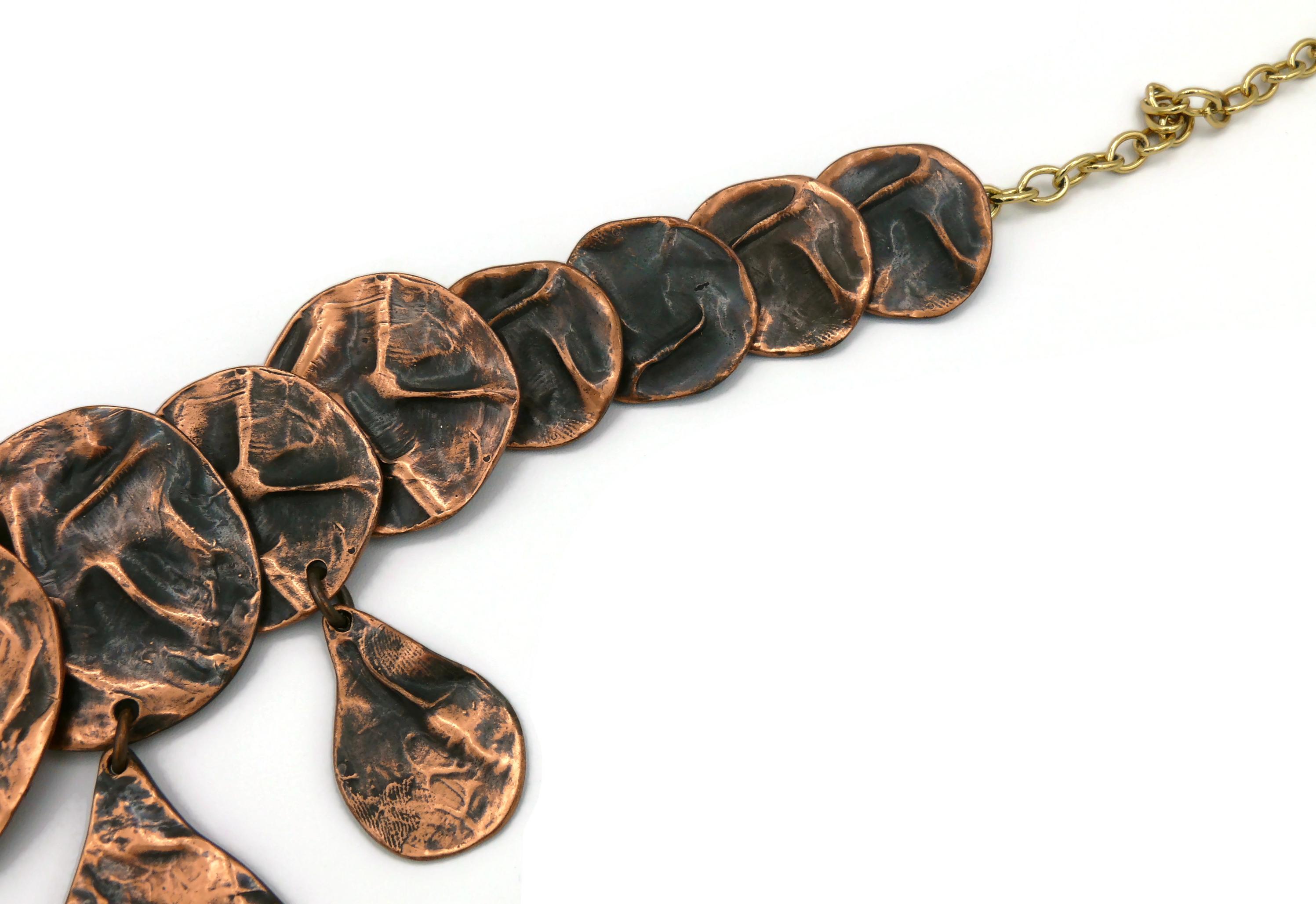 Yves Saint Laurent YSL Opulent Copper Toned Crumpled Discs Necklace For Sale 4