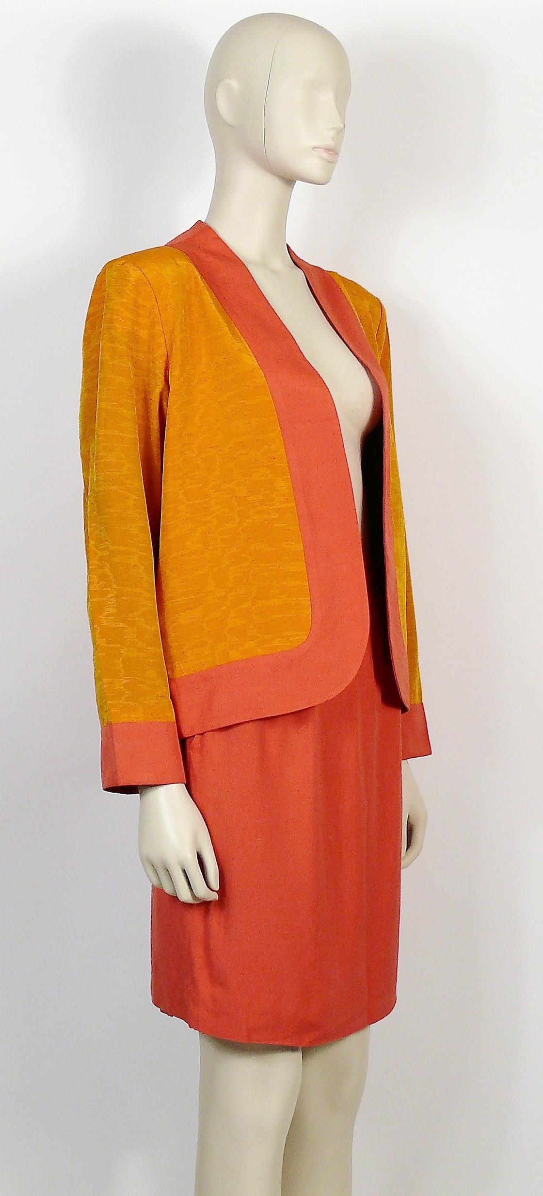 Orange Yves Saint Laurent YSL Oriental Inspired Jacket and Skirt Ensemble For Sale
