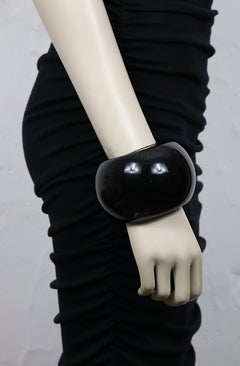 YVES SAINT LAURENT YSL Oversized Black Resin Cuff Bracelet