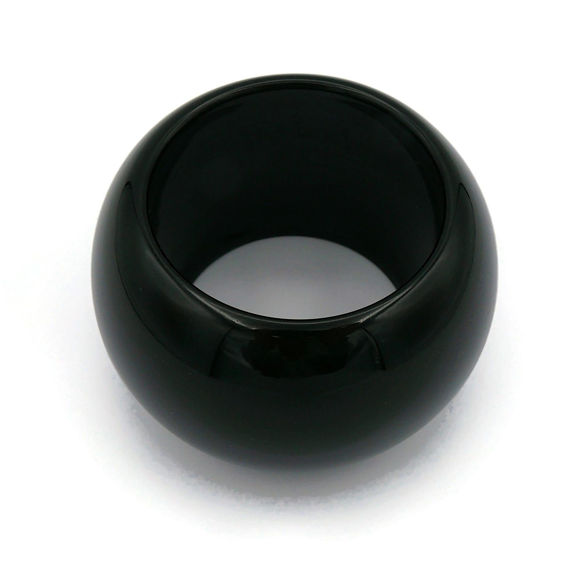 YVES SAINT LAURENT YSL Oversized Black Resin Cuff Bracelet For Sale 4