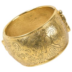Yves Saint Laurent YSL Oversized Gilt Metal Clamper Bracelet
