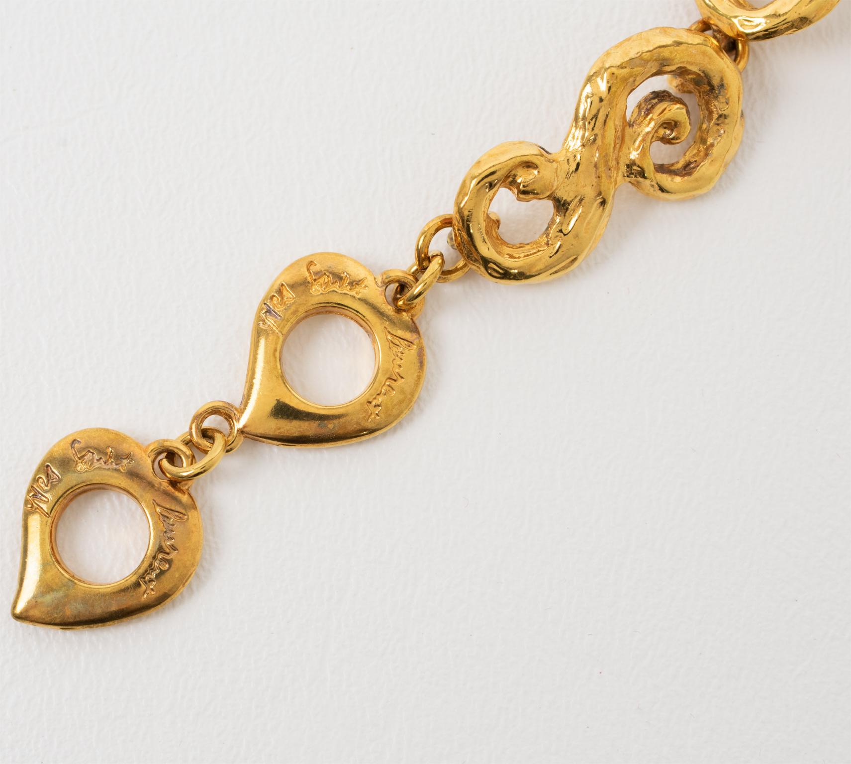 Yves Saint Laurent YSL Paris Bracelet à maillons arabesque en métal doré Pour femmes en vente