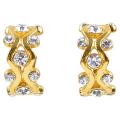 Yves Saint Laurent YSL Paris Jeweled Hoop Clip Earrings