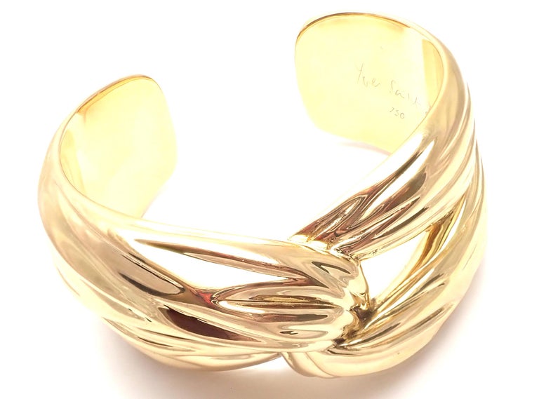 Yves Saint Laurent YSL Paris Solid Yellow Gold Cuff Bracelet at 1stDibs