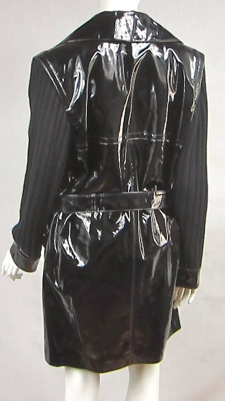 Yves Saint Laurent YSL Patent Leather and Wool Jacket 1990's  For Sale 1