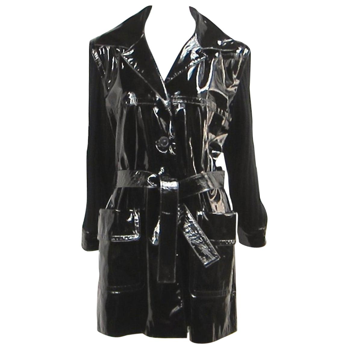 Yves Saint Laurent YSL Patent Leather and Wool Jacket 1990's  For Sale