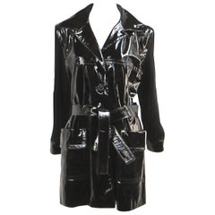 Yves Saint Laurent YSL Veste en cuir verni et laine des années 1990