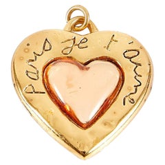 Yves Saint Laurent YSL  Pendant Gold Tone Heart