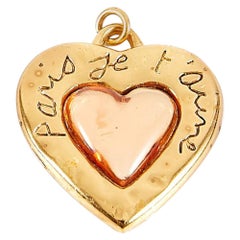 Yves Saint Laurent YSL  Pendant Gold Tone Heart