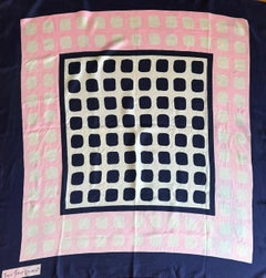 Yves Saint Laurent YSL Pink & Blue Silk Scarf