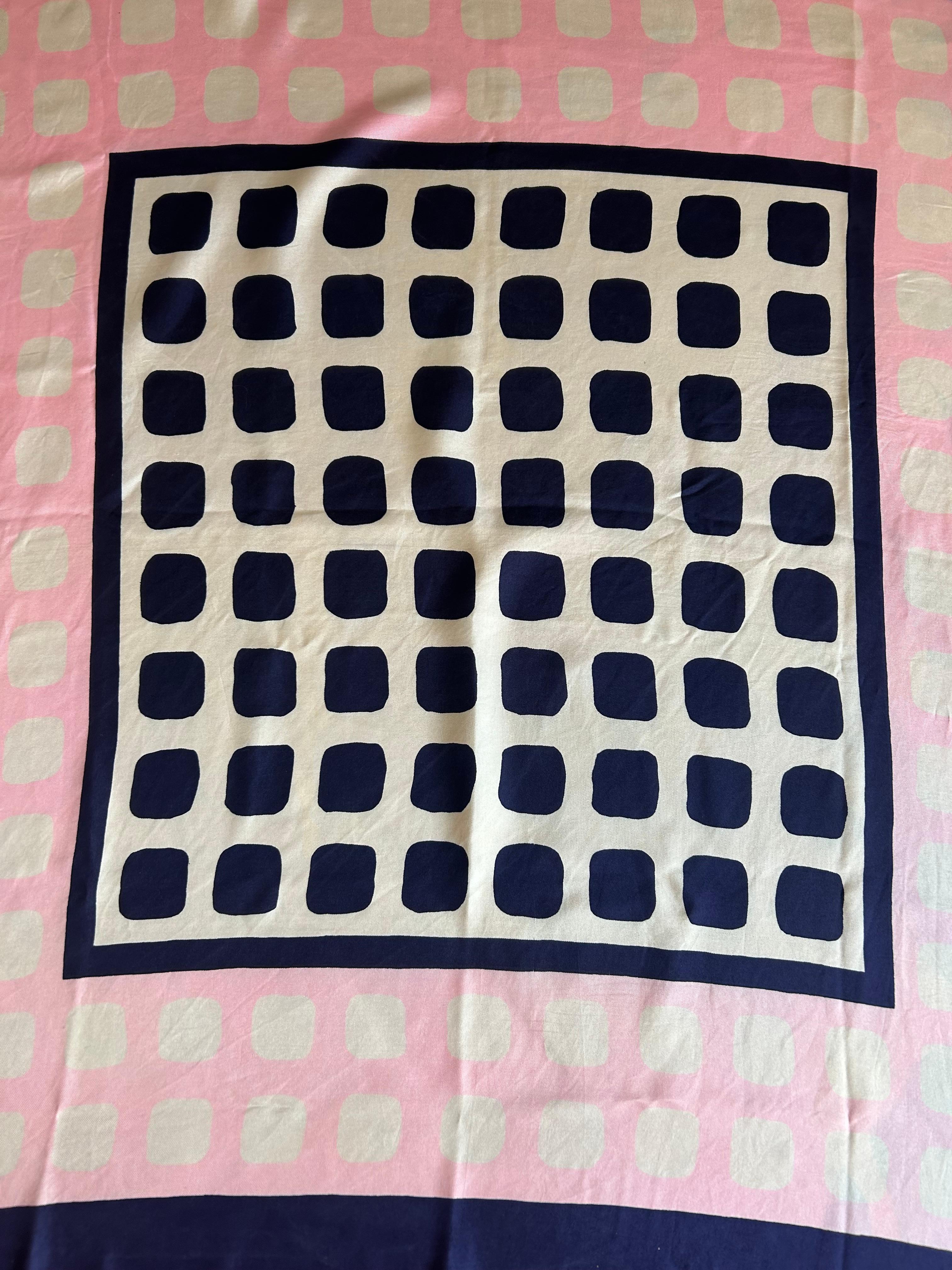 Beige Yves Saint Laurent YSL Pink & Blue Silk Scarf For Sale