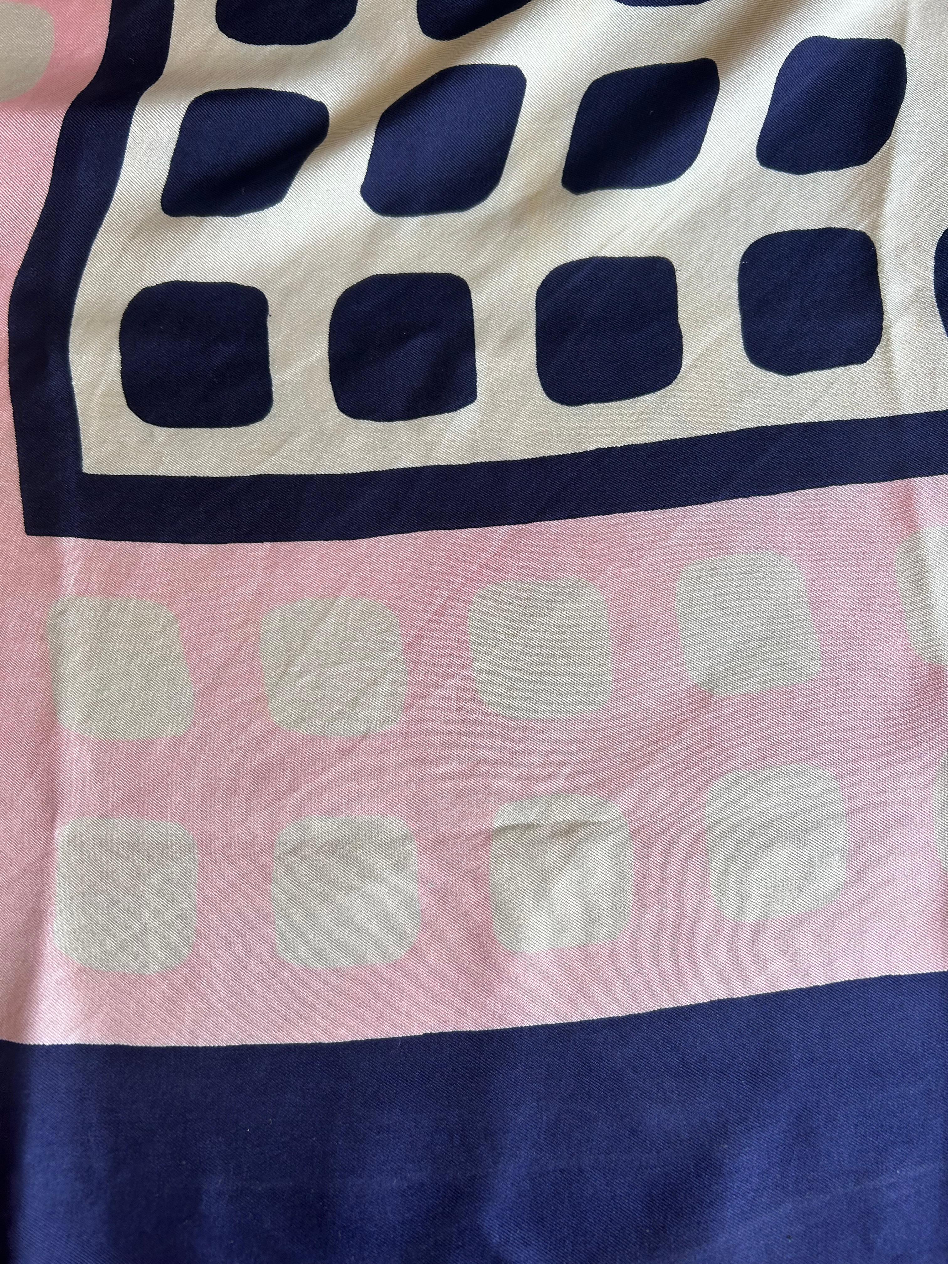 Women's or Men's Yves Saint Laurent YSL Pink & Blue Silk Scarf For Sale