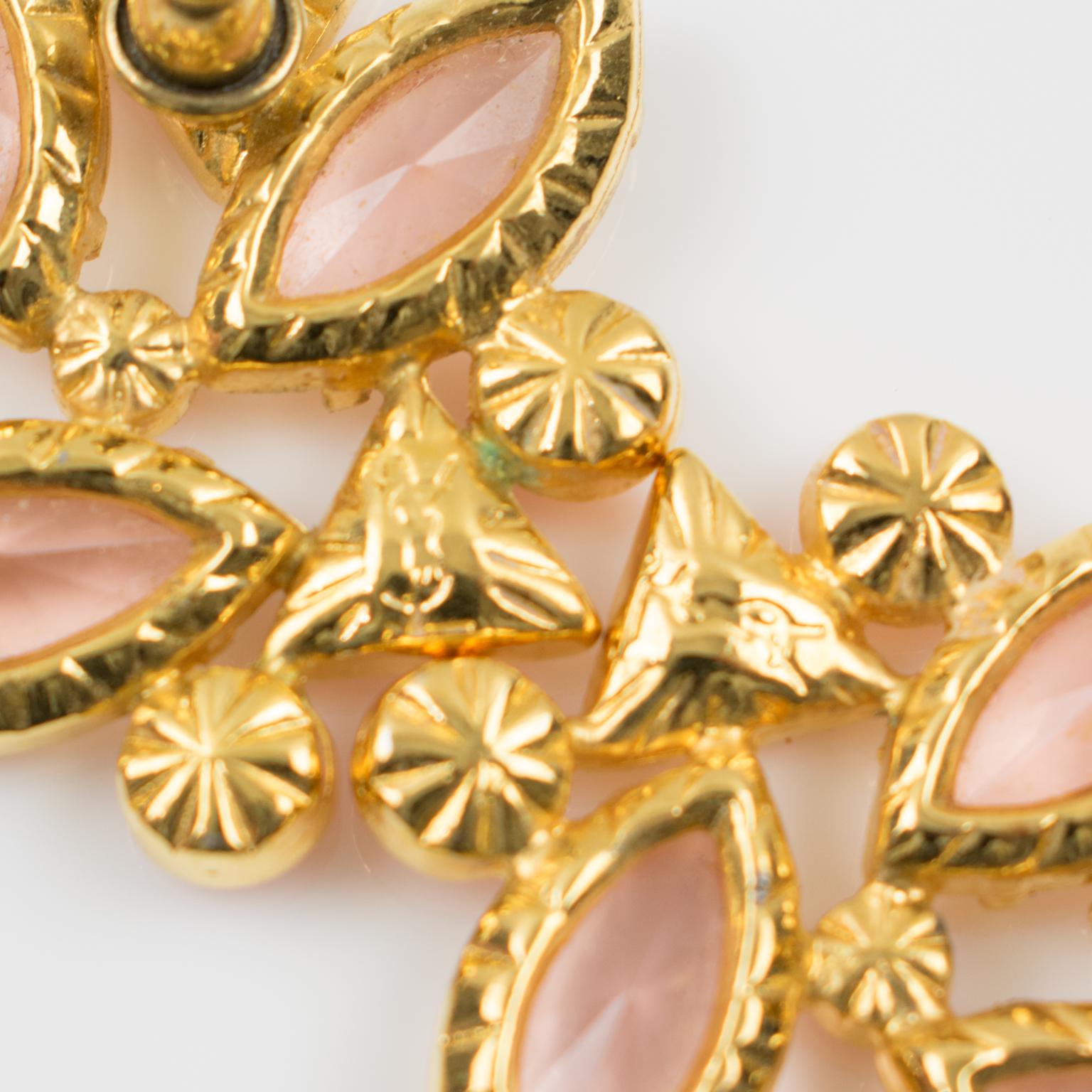 Yves Saint Laurent YSL Pink Jeweled Pierced Earrings 1