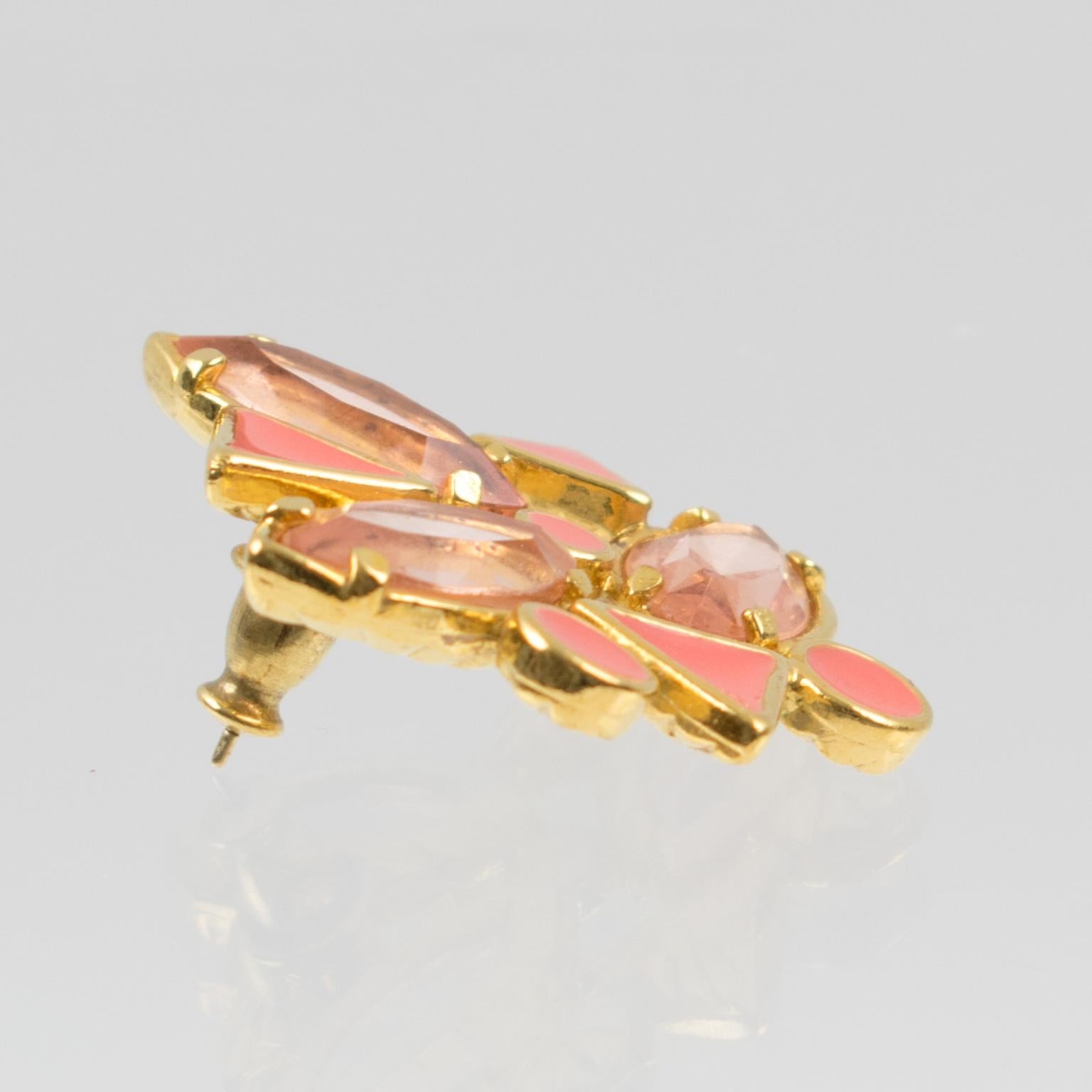 Yves Saint Laurent YSL Pink Jeweled Pierced Earrings 2