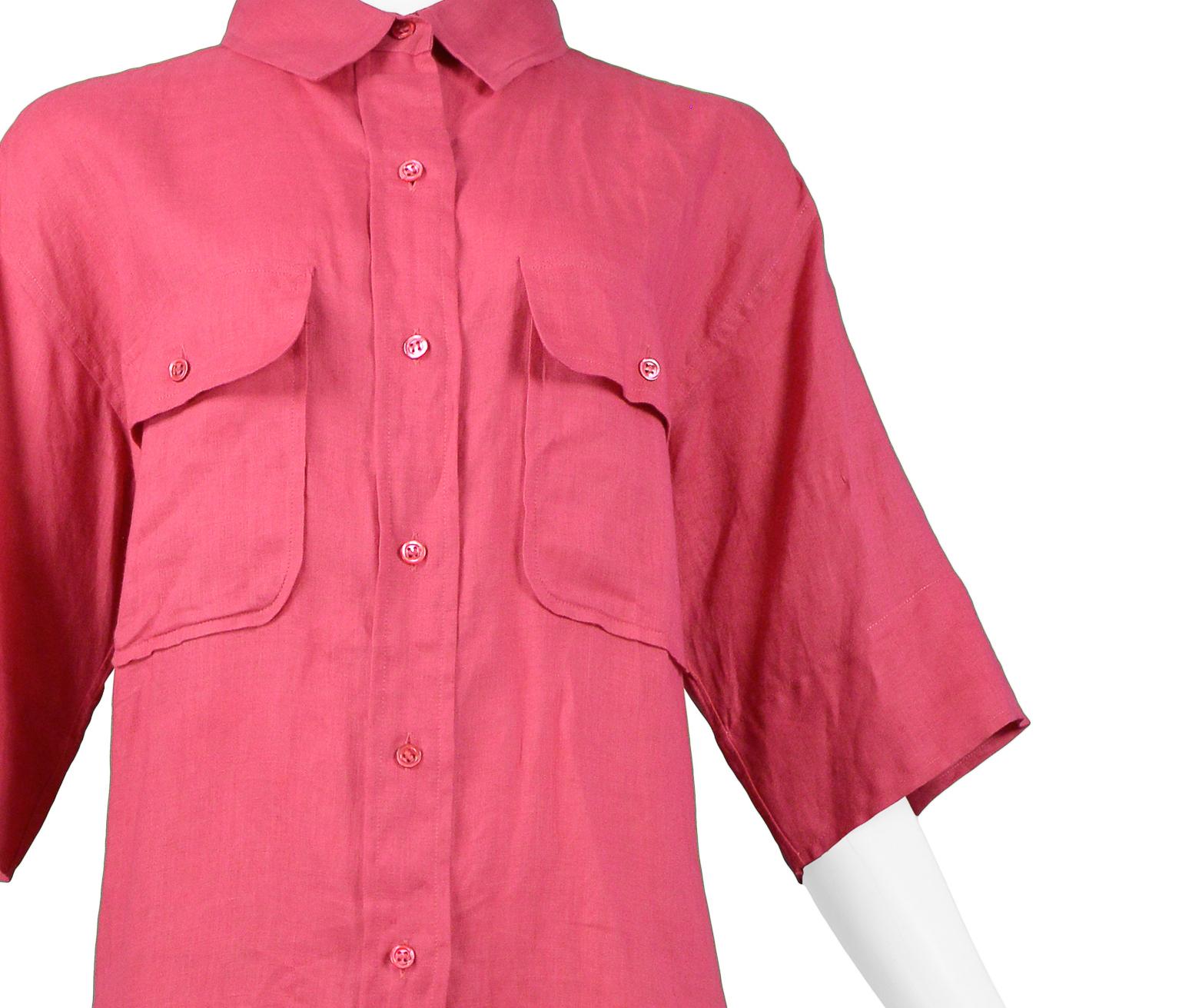 Women's Yves Saint Laurent YSL Pink Linen Safari Shirt For Sale