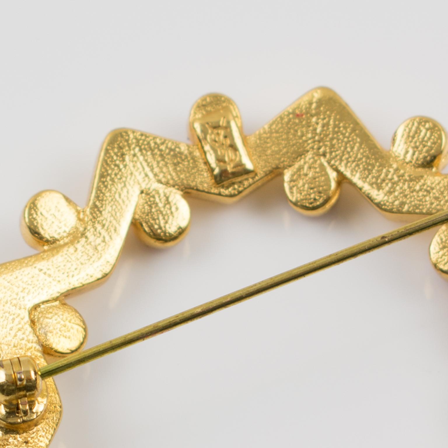 Yves Saint Laurent Broche YSL à perles violettes et rouges ornée de bijoux en vente 1