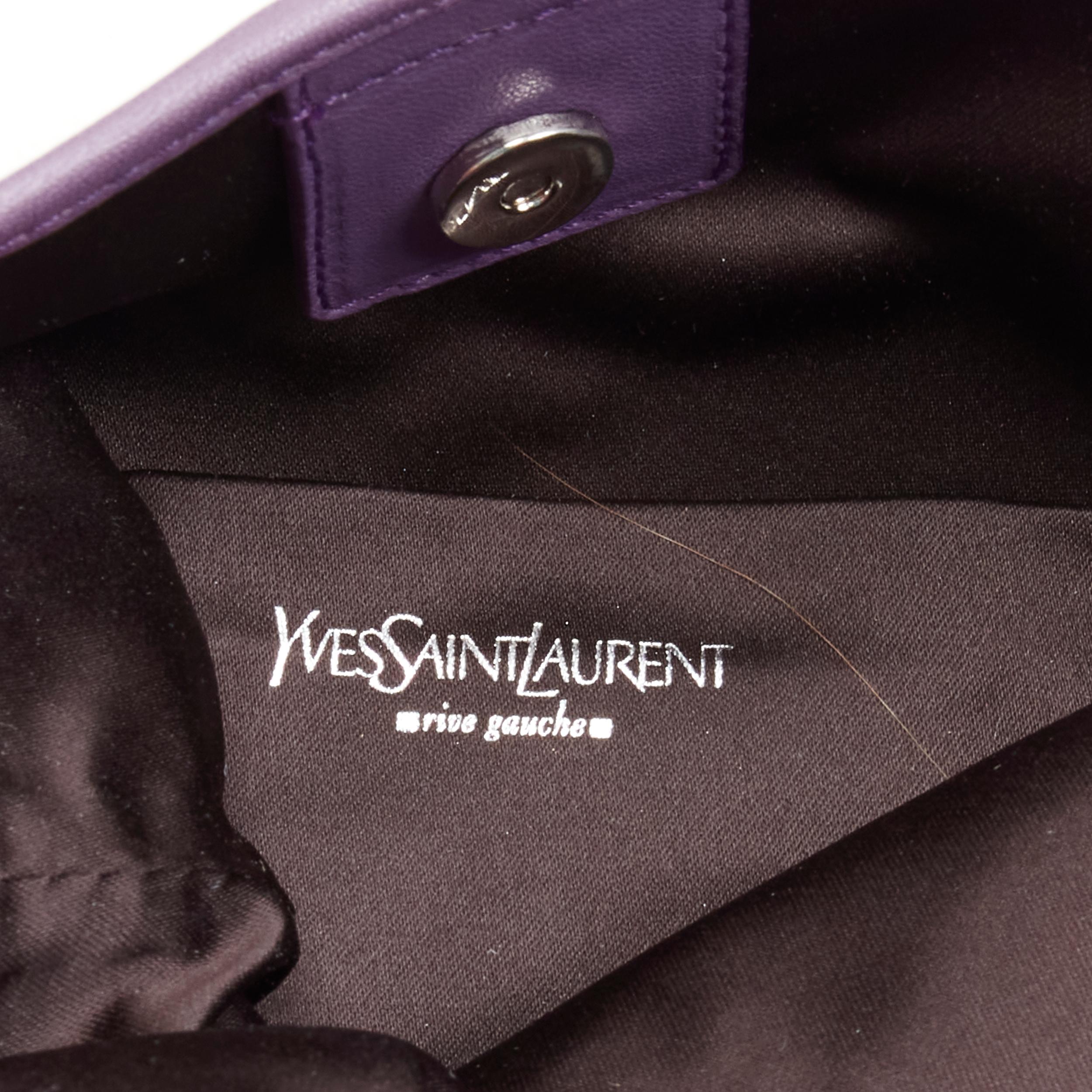 YVES SAINT LAURENT YSL purple velvet logo canvas leather crossbody strap bag 5