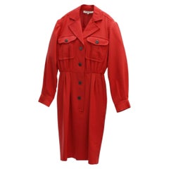Yves Saint Laurent YSL Red Buttoned Dress