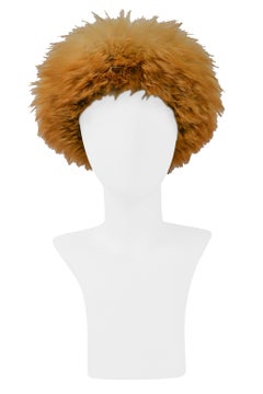 Yves Saint Laurent YSL Red Fox Fur & Brown Velvet Hat