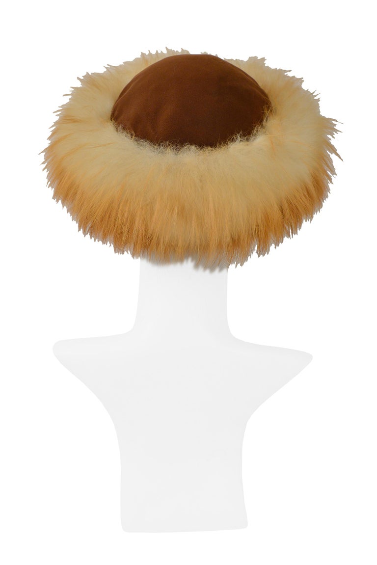 Yves Saint Laurent YSL Red Fox Fur and Brown Velvet Hat For  display picture 2