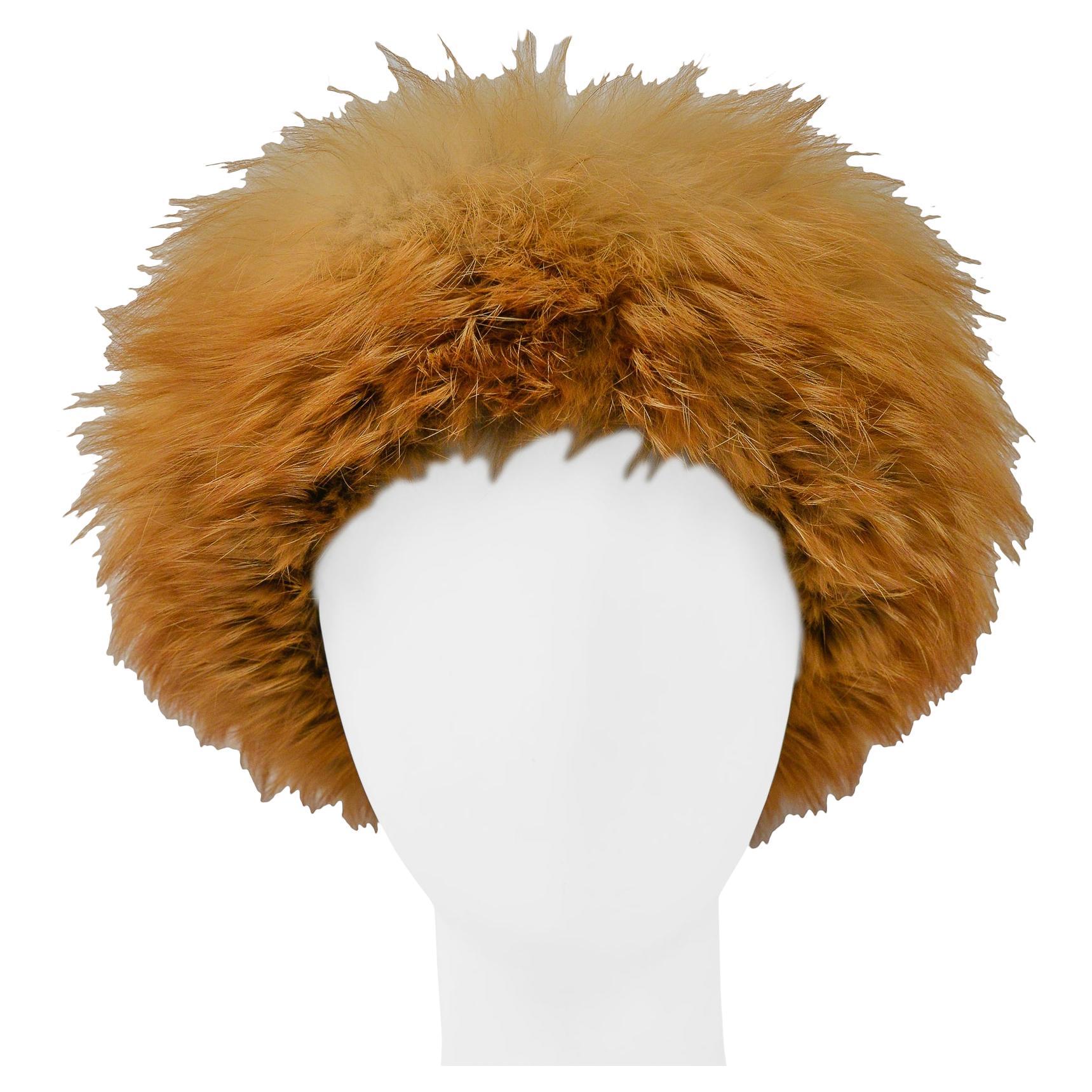 Yves Saint Laurent YSL Red Fox Fur & Brown Velvet Hat For Sale