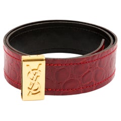Yves Saint Laurent YSL Red Large Leather Belt