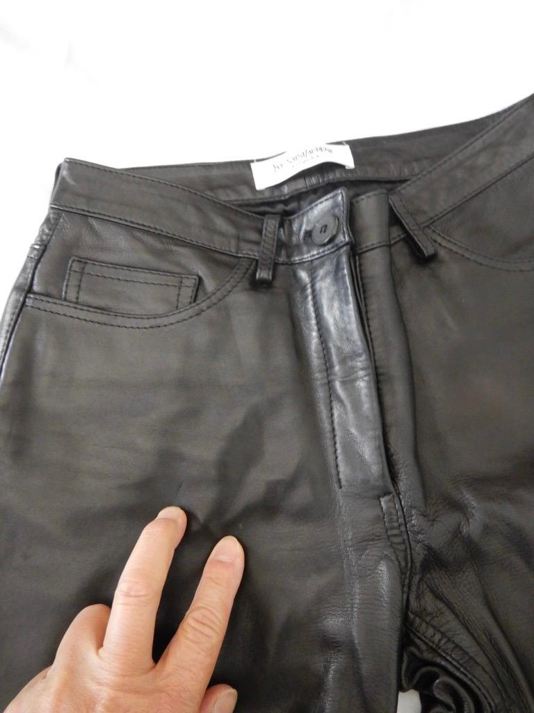 Yves Saint Laurent YSL Rive Gauche Black Leather Pants In Fair Condition In Oakland, CA