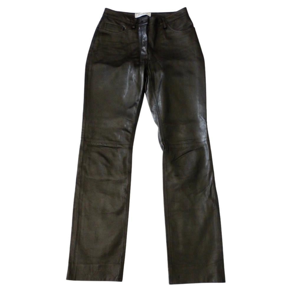 Yves Saint Laurent YSL Rive Gauche - Pantalon en cuir noir En vente sur  1stDibs