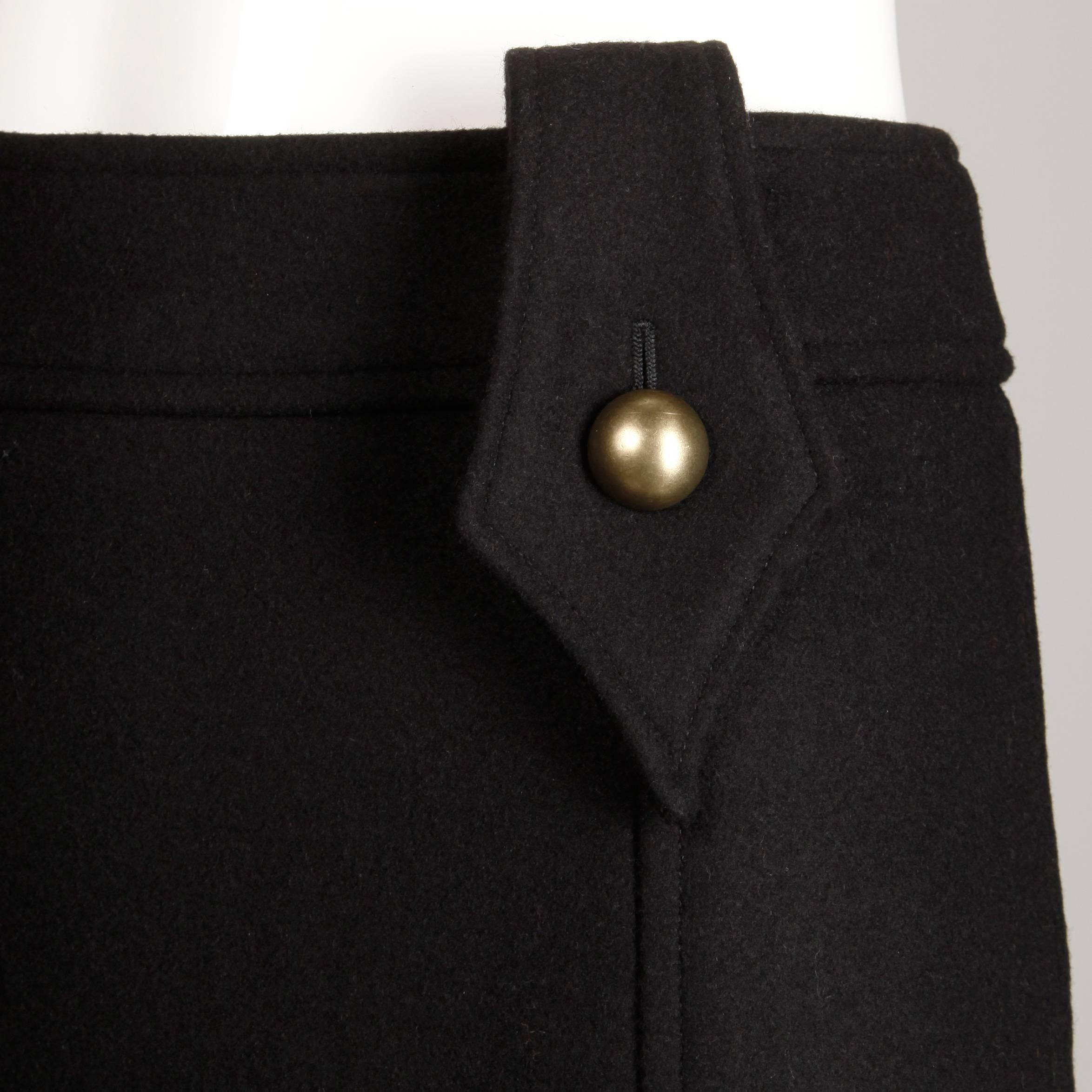 Yves Saint Laurent YSL Rive Gauche Black Wool Pencil Skirt 36/ US4 2