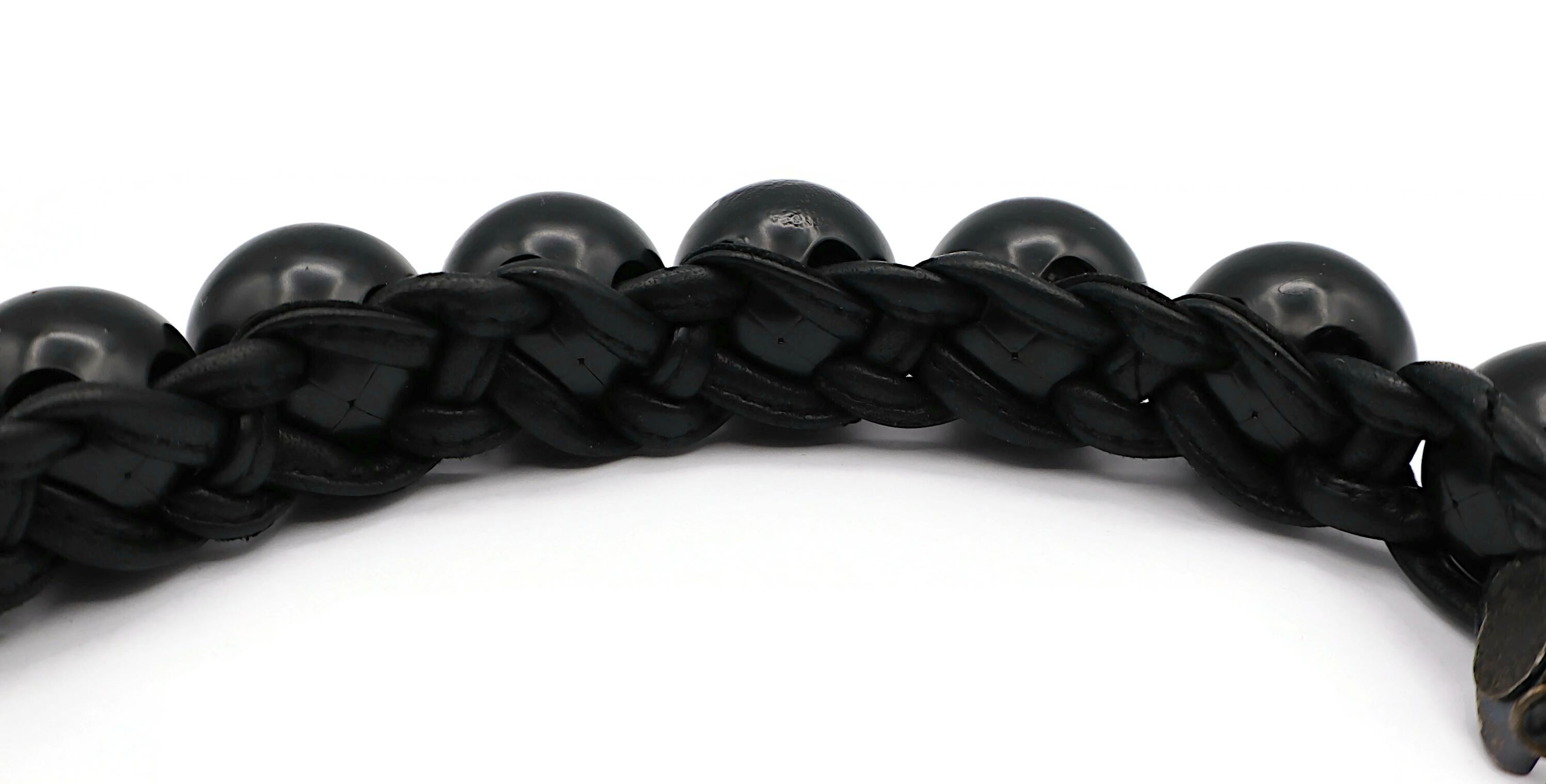 YVES SAINT LAURENT YSL Rive Gauche Collar gargantilla de bolas negras de resina y cuero en venta 13