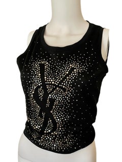 YVES SAINT LAURENT YSL rive gauche vintage crystal logo tank top