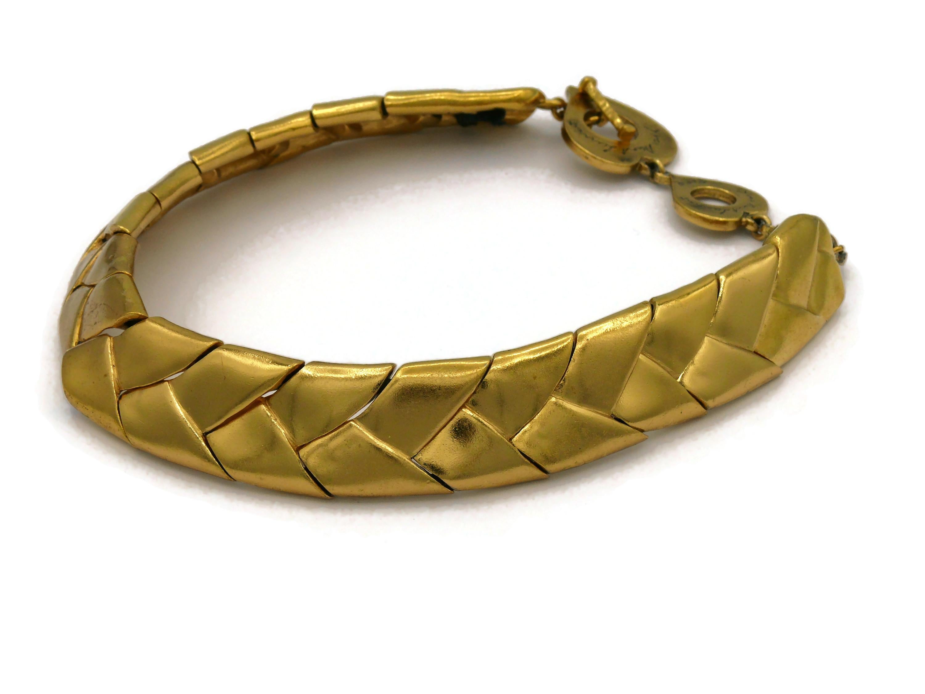 Women's YVES SAINT LAURENT YSL Rive Gauche Vintage Gold Tone Braided Necklace For Sale