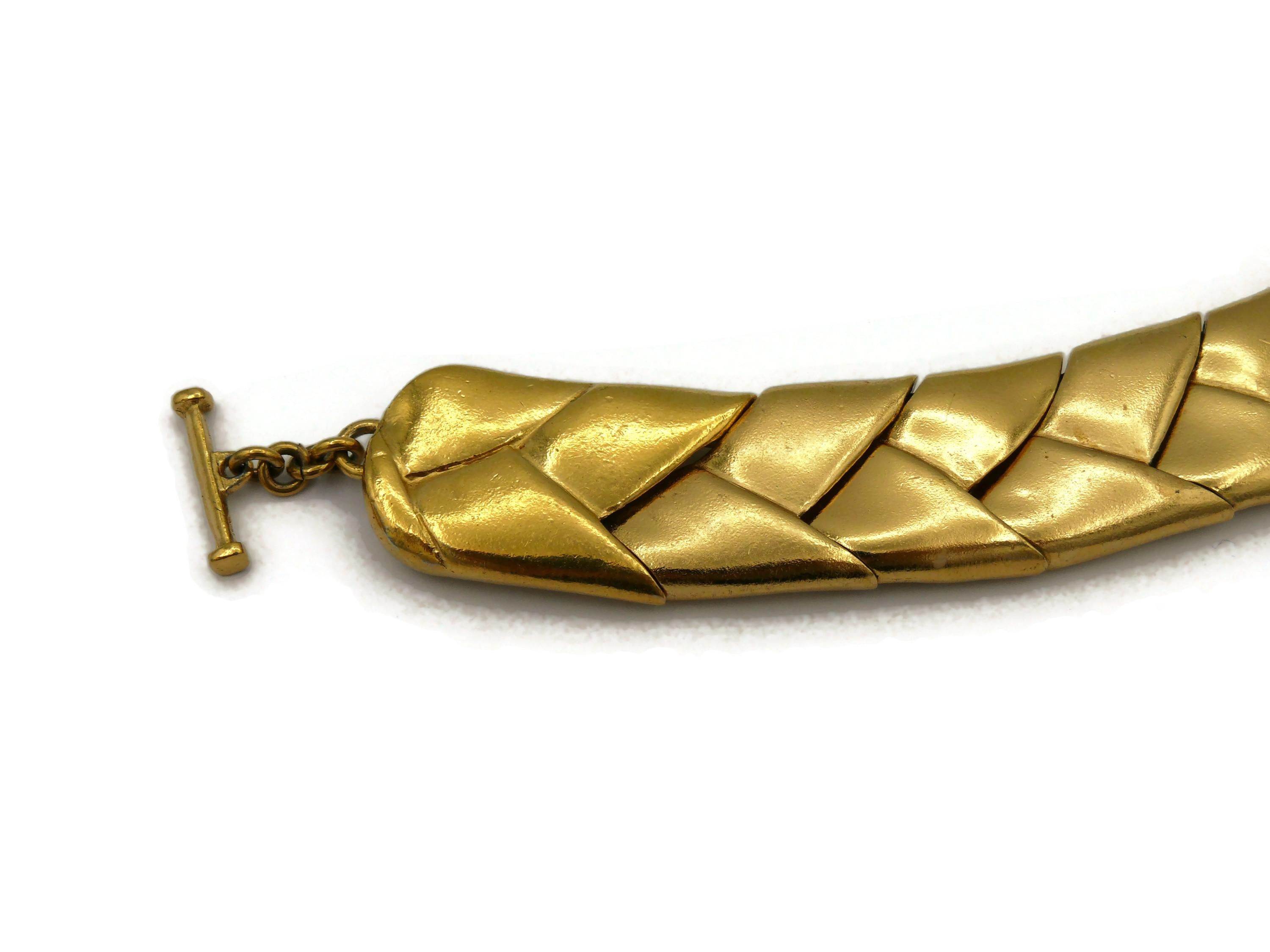 YVES SAINT LAURENT YSL Rive Gauche Vintage Gold Tone Braided Necklace For Sale 2