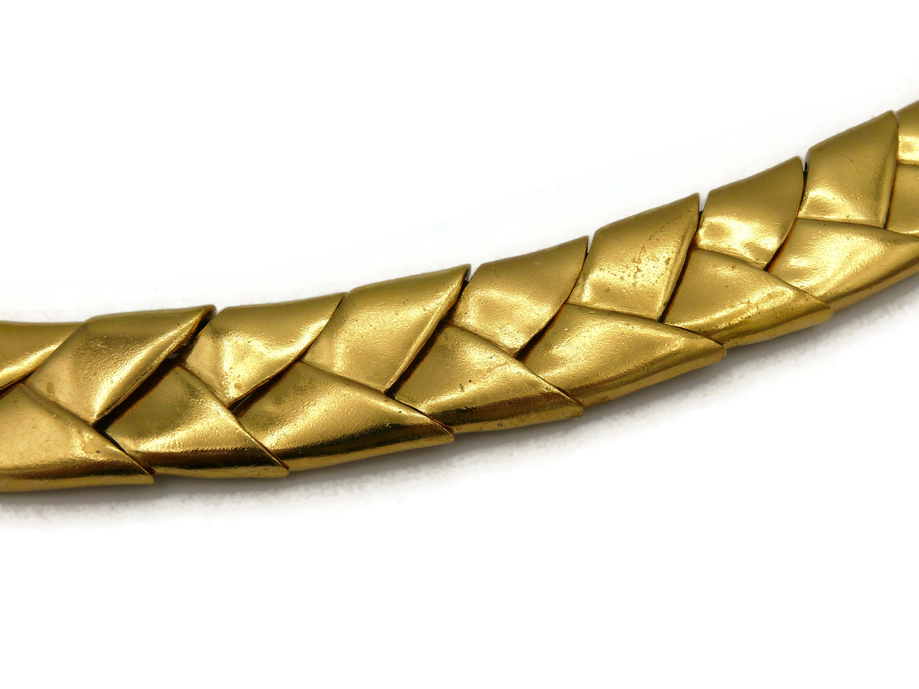 YVES SAINT LAURENT YSL Rive Gauche Vintage Gold Tone Braided Necklace For Sale 3