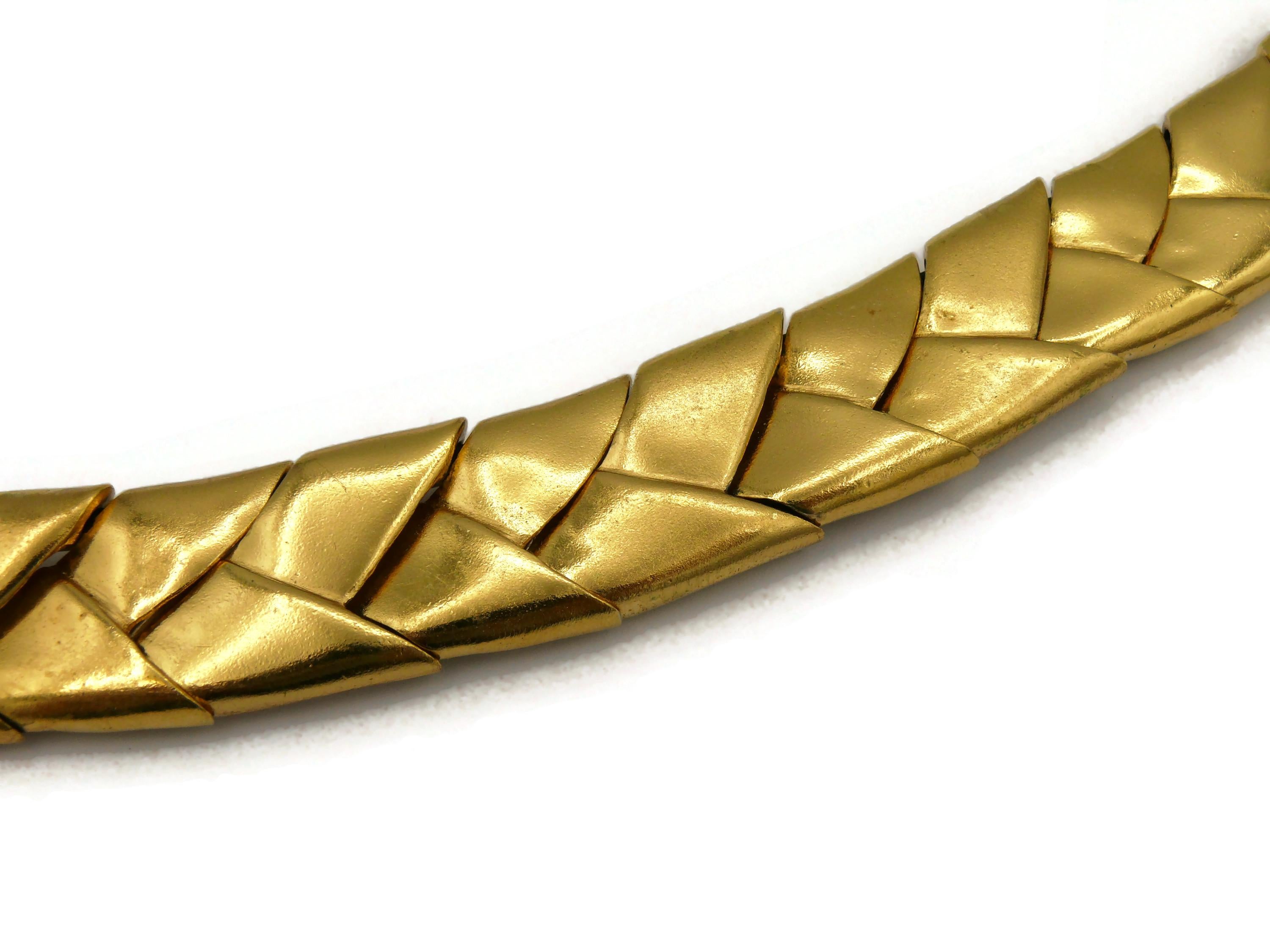 YVES SAINT LAURENT YSL Rive Gauche Vintage Gold Tone Braided Necklace For Sale 4