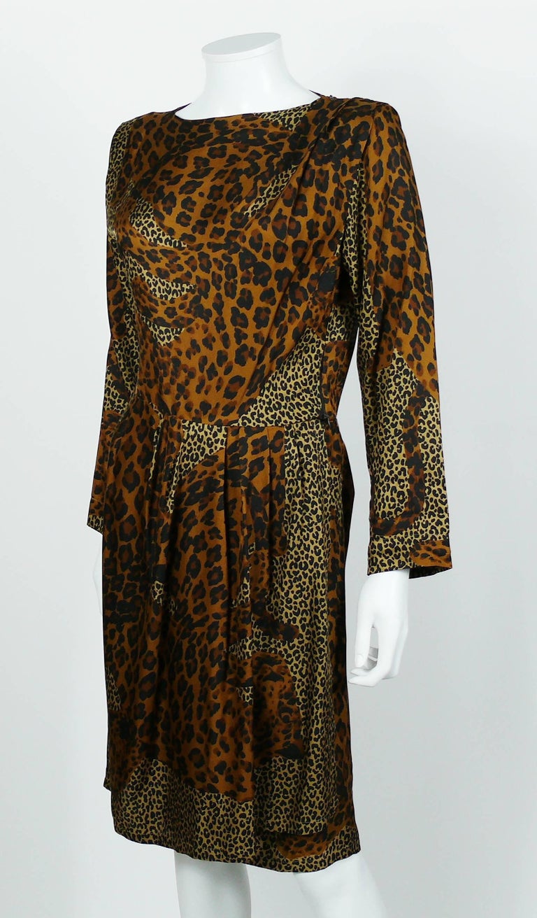 Yves Saint Laurent YSL Rive Gauche Vintage Leopard Print Dress For Sale ...