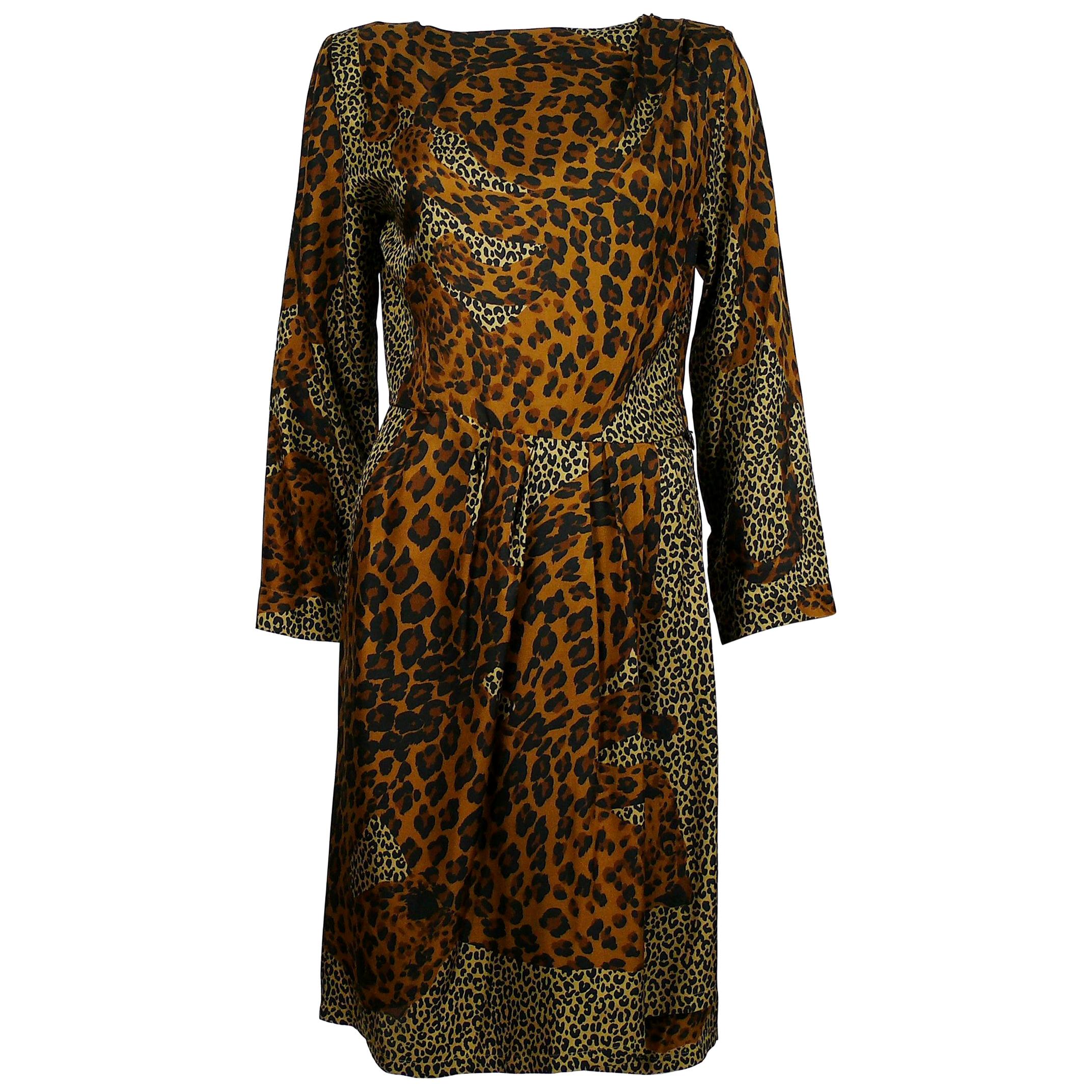 Yves Saint Laurent YSL Rive Gauche Vintage Leopard Print Dress