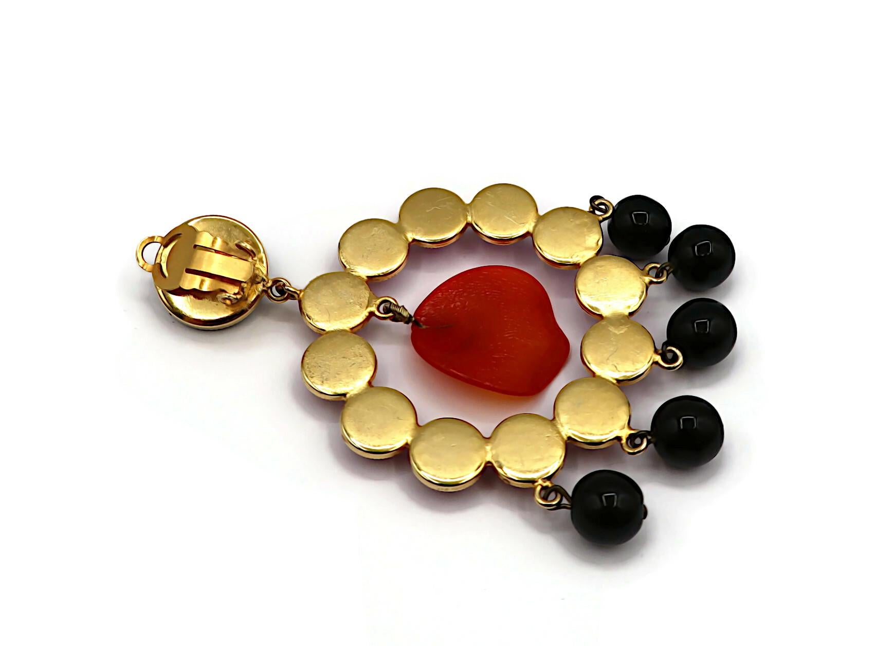 YVES SAINT LAURENT YSL Rive Gauche Vintage Massive Jewelled Dangling Earrings For Sale 7