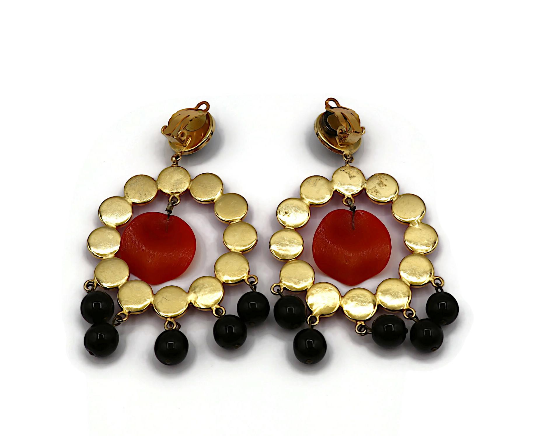 YVES SAINT LAURENT YSL Rive Gauche Vintage Massive Jewelled Dangling Earrings For Sale 4