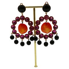 YVES SAINT LAURENT YSL Rive Gauche Vintage Massive Jewelled Dangling Earrings