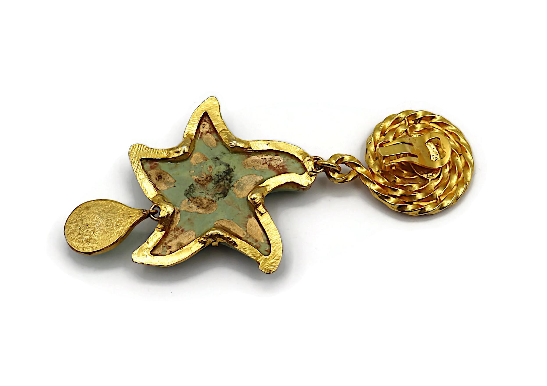 YVES SAINT LAURENT YSL Rive Gauche, boucles d'oreilles pendantes vintage en forme d'étoiles de mer en vente 7